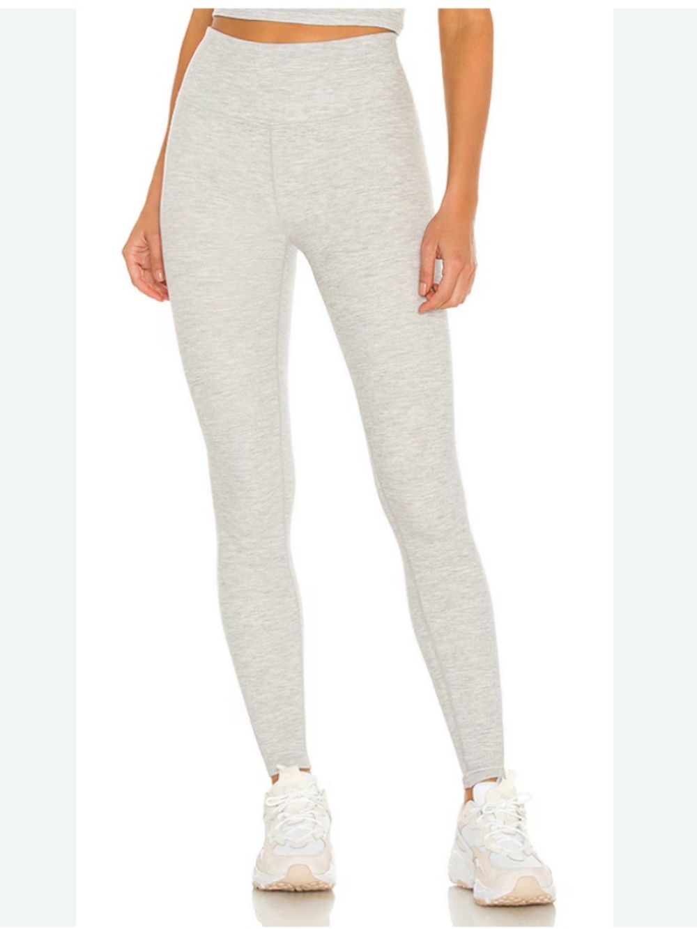 ALO YOGA High Waist Micro Waffle Low Key Legging Dove Heather Grey XS Est